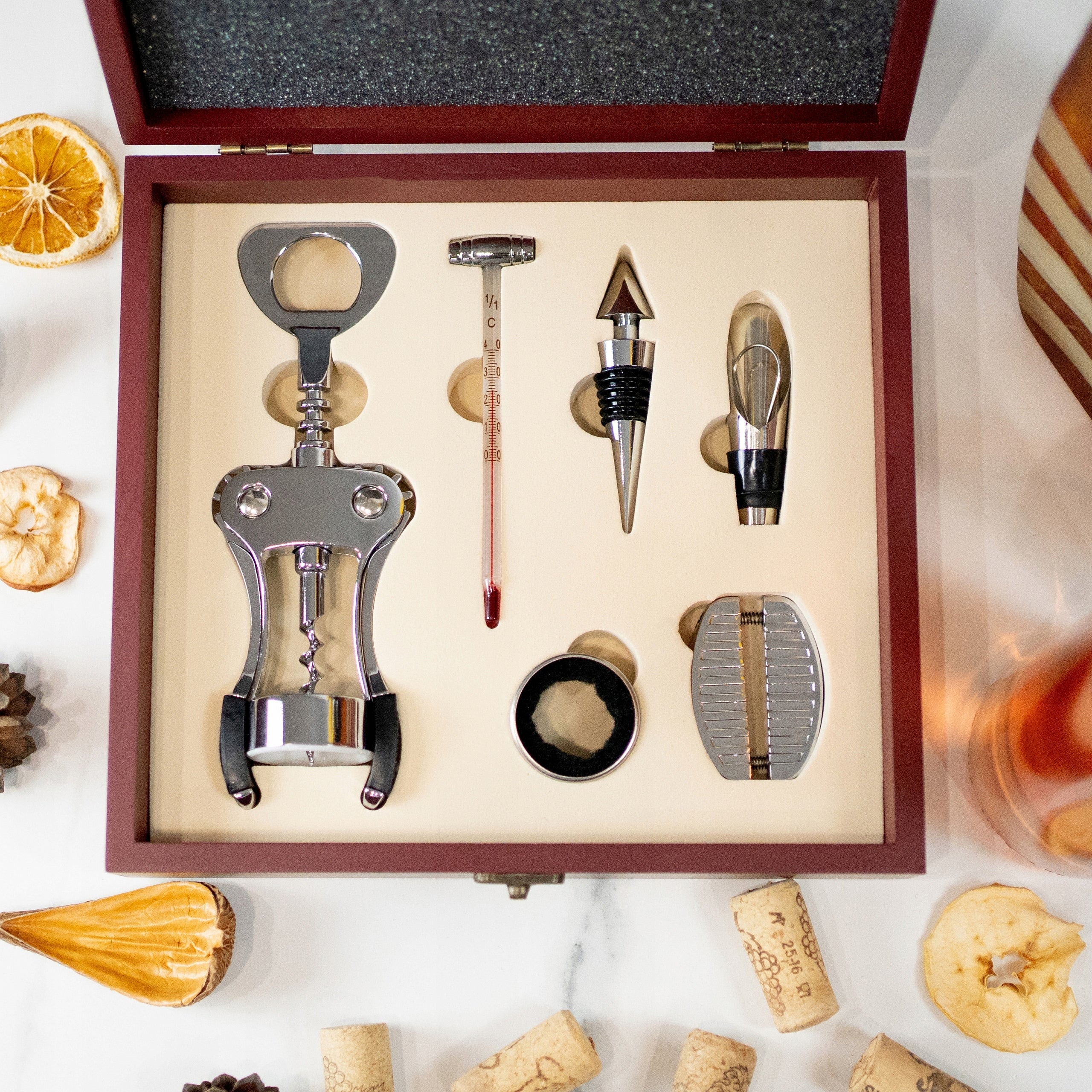 WINE Opening Kit in Box CORKSCREW Pourer GIFT FOR HIM Packaging status original