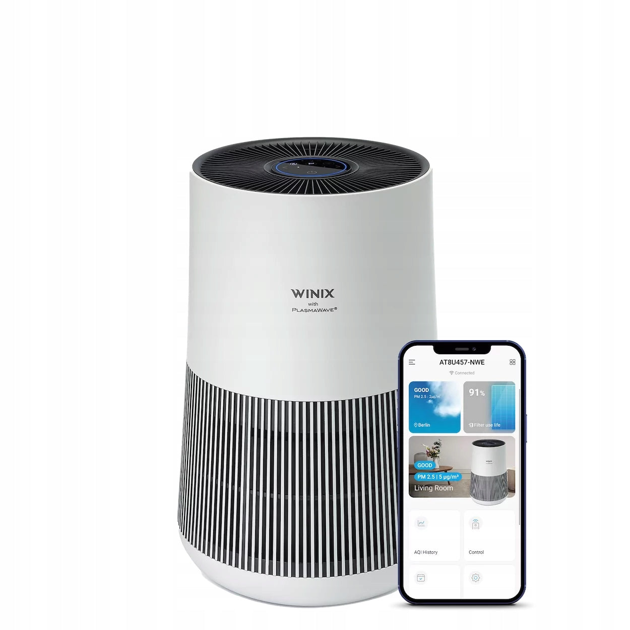 WINIX T500 Wi-Fi HEPA Air Purifier Allergies Dust Hair Pollen Dominant color white
