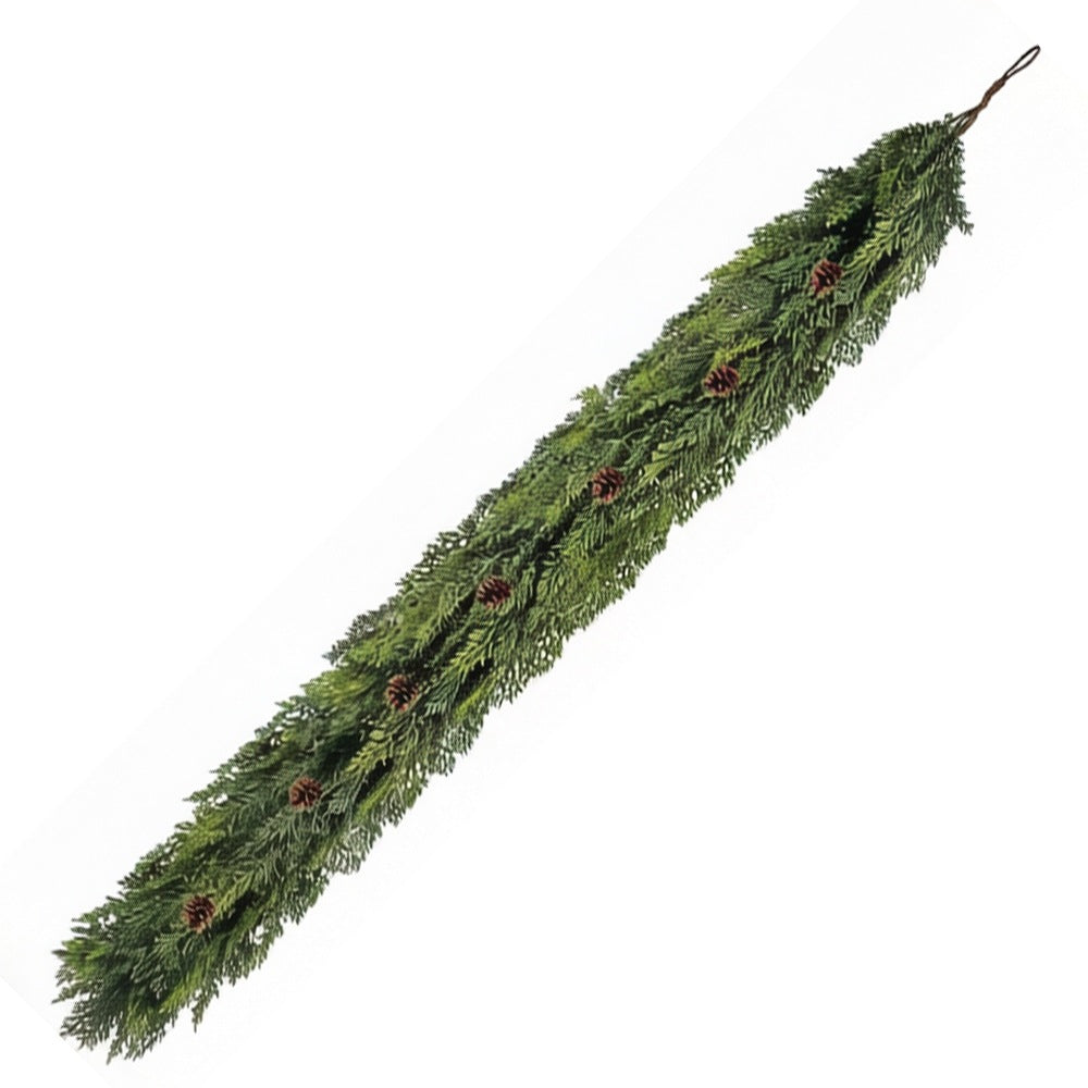 WINTER GARLAND 180 CM ARTIFICIAL GREENERY CEDAR DECORATION FOR STAIRS FIREPLACE Height 161 - 180 cm