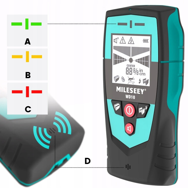 WIRE DETECTOR WOOD METAL CABLE DETECTOR SOLID DURABLE IP65 Maximum depth of measurement for copper and non-ferrous metals 50 mm