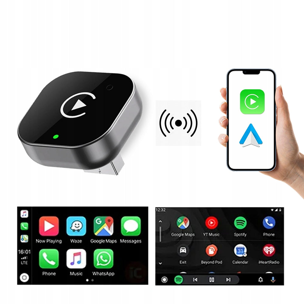 WIRELESS ADAPTER ANDROID AUTO CARPLAY 2IN1 IPHONE USB USB-C