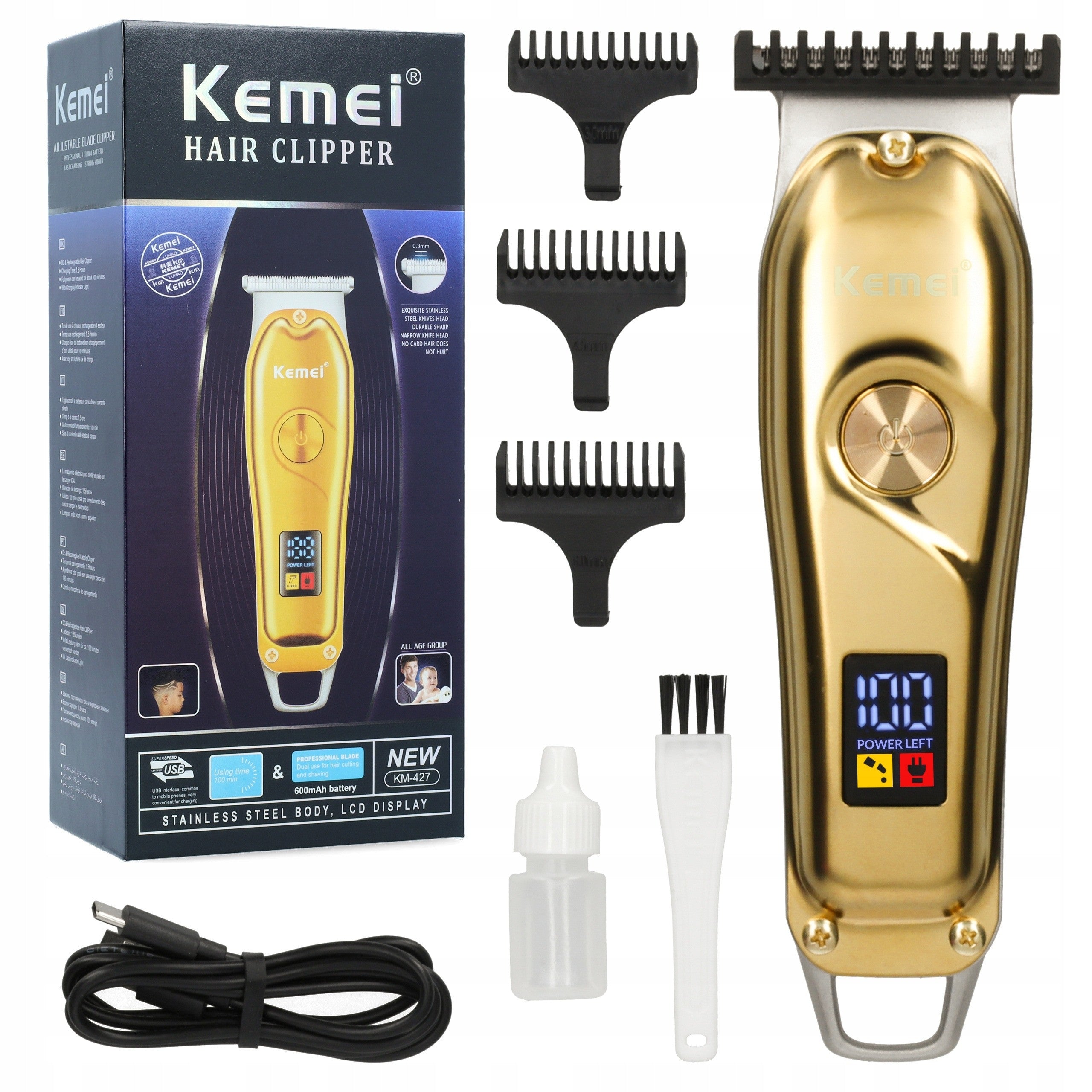 WIRELESS BEARD TRIMMER KEMEI BARBER USB