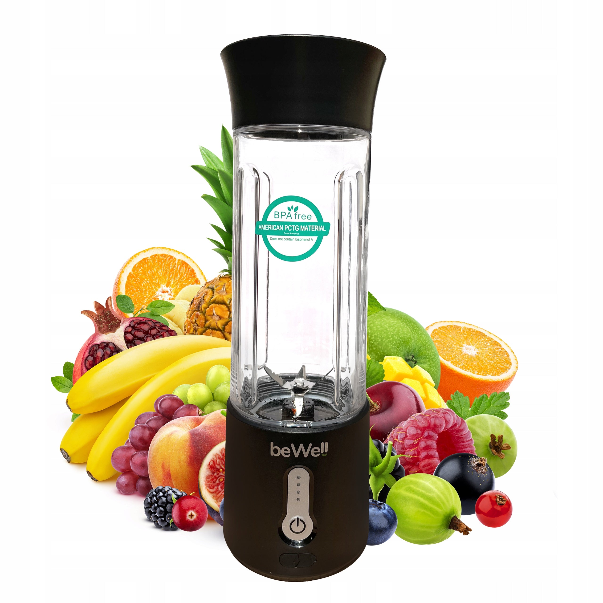 WIRELESS BLENDER beWell Plus 500ml FOR COCKTAILS BLACK HAD NUTS Manufacturer code 5904553994524