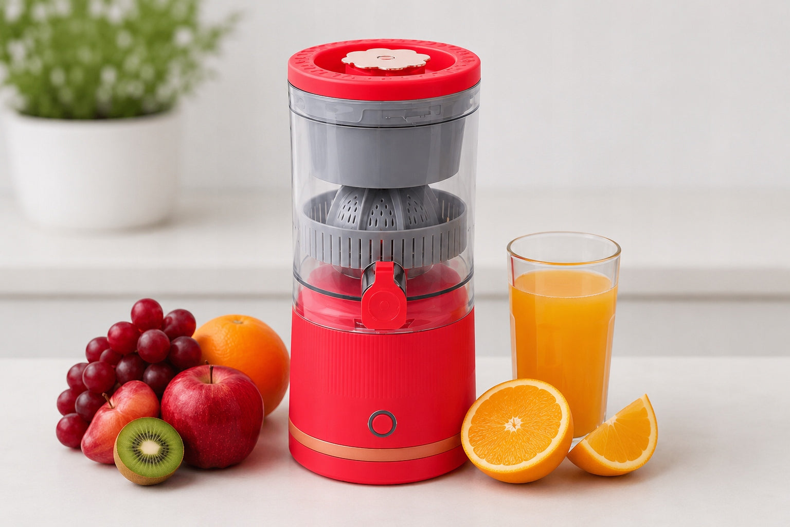 WIRELESS CITRUS JUICER QUIET AUTOMATIC BATTERY Manufacturer code Wyciskarka czerwony YZJ-002