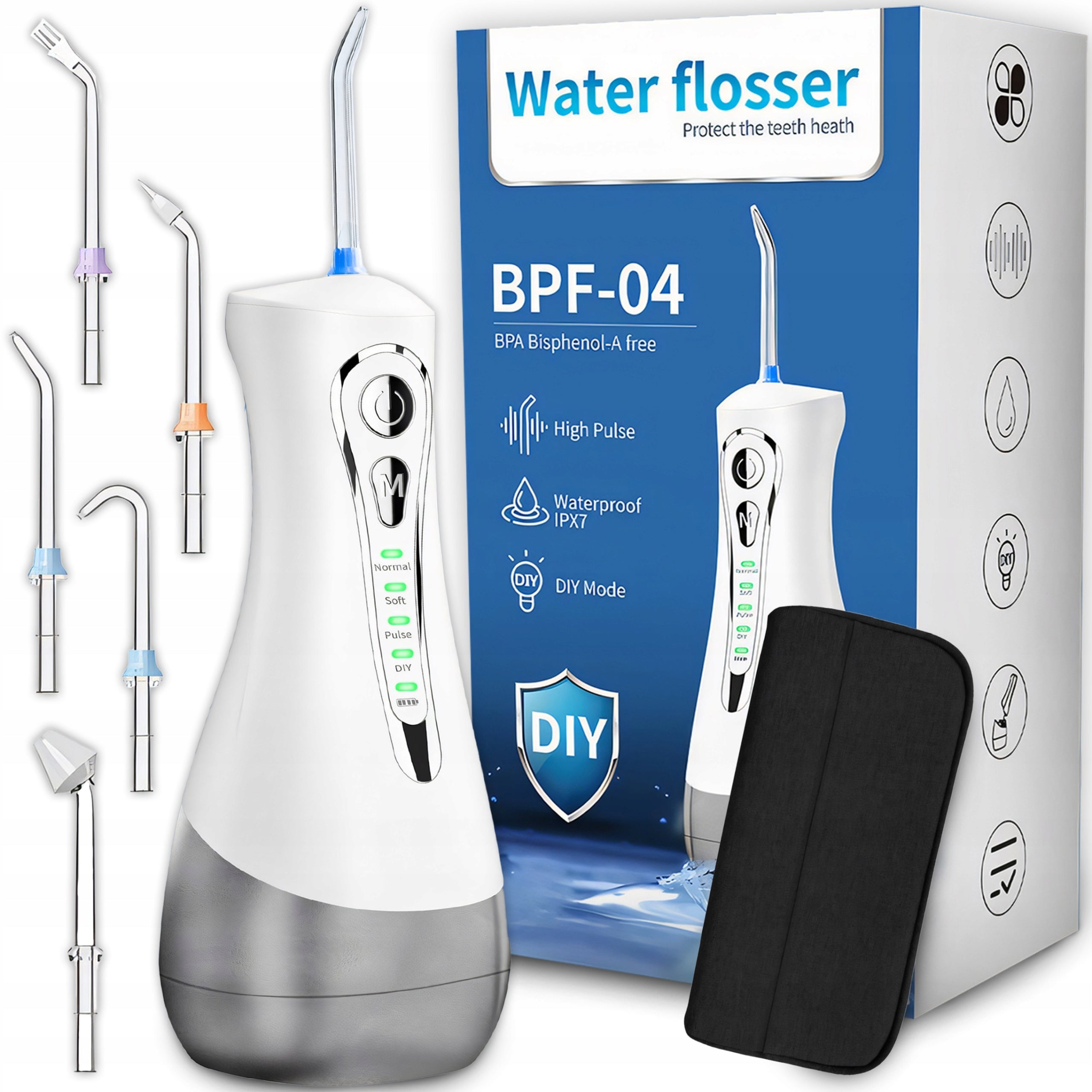 WIRELESS DENTAL IRRIGATOR 4 MODES 7 TIPS 300ML CASE