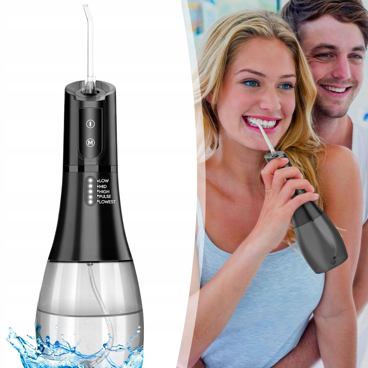 WIRELESS DENTAL IRRIGATOR 5 MODES 400ML + 5 TIPS Model PROFECJONALNY IRYGATOR MOCNY IPX7 WODOODPORNY