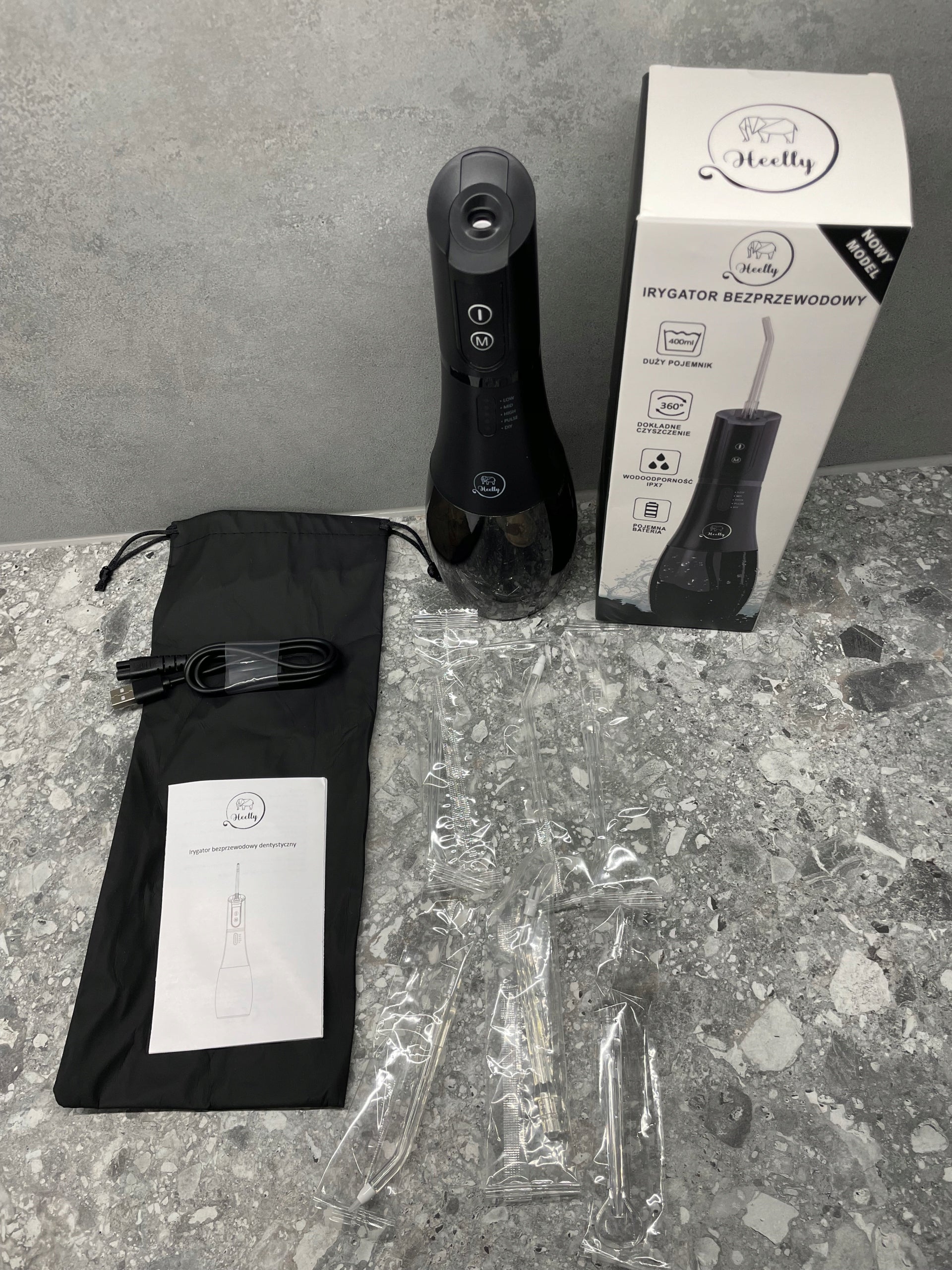 WIRELESS DENTAL IRRIGATOR 5 MODES 400ML STRONG CASE Power supply rechargeable battery