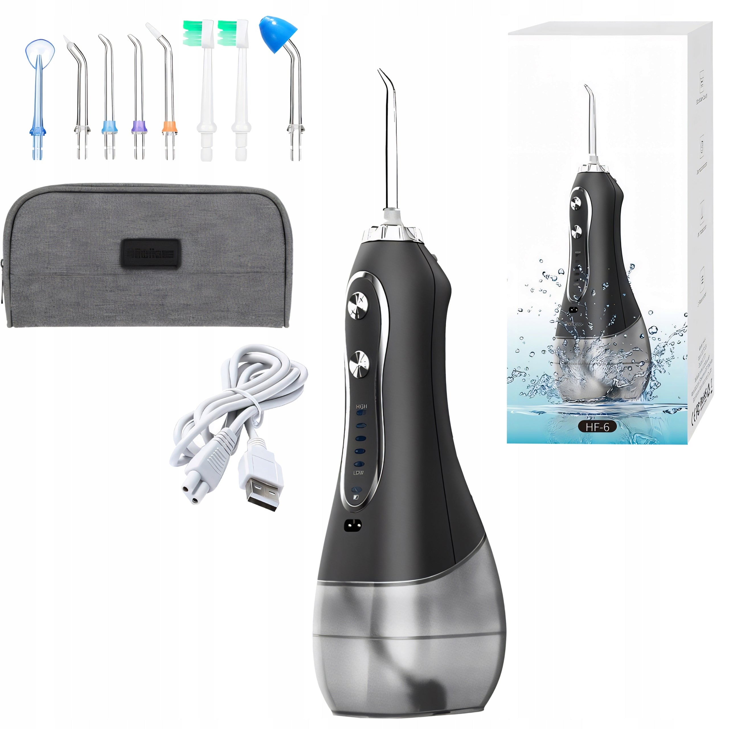 WIRELESS DENTAL IRRIGATOR 5 MODES 8 TIPS 300ML+ETUI Brand DADA-TECH