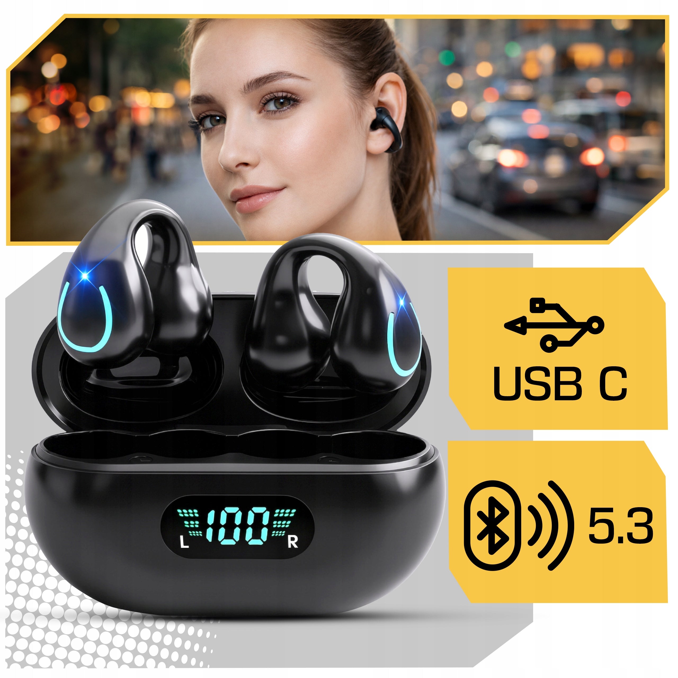 WIRELESS Earbuds Waterproof BT 5.3 ANC IPX5 HF3D Packaging status original