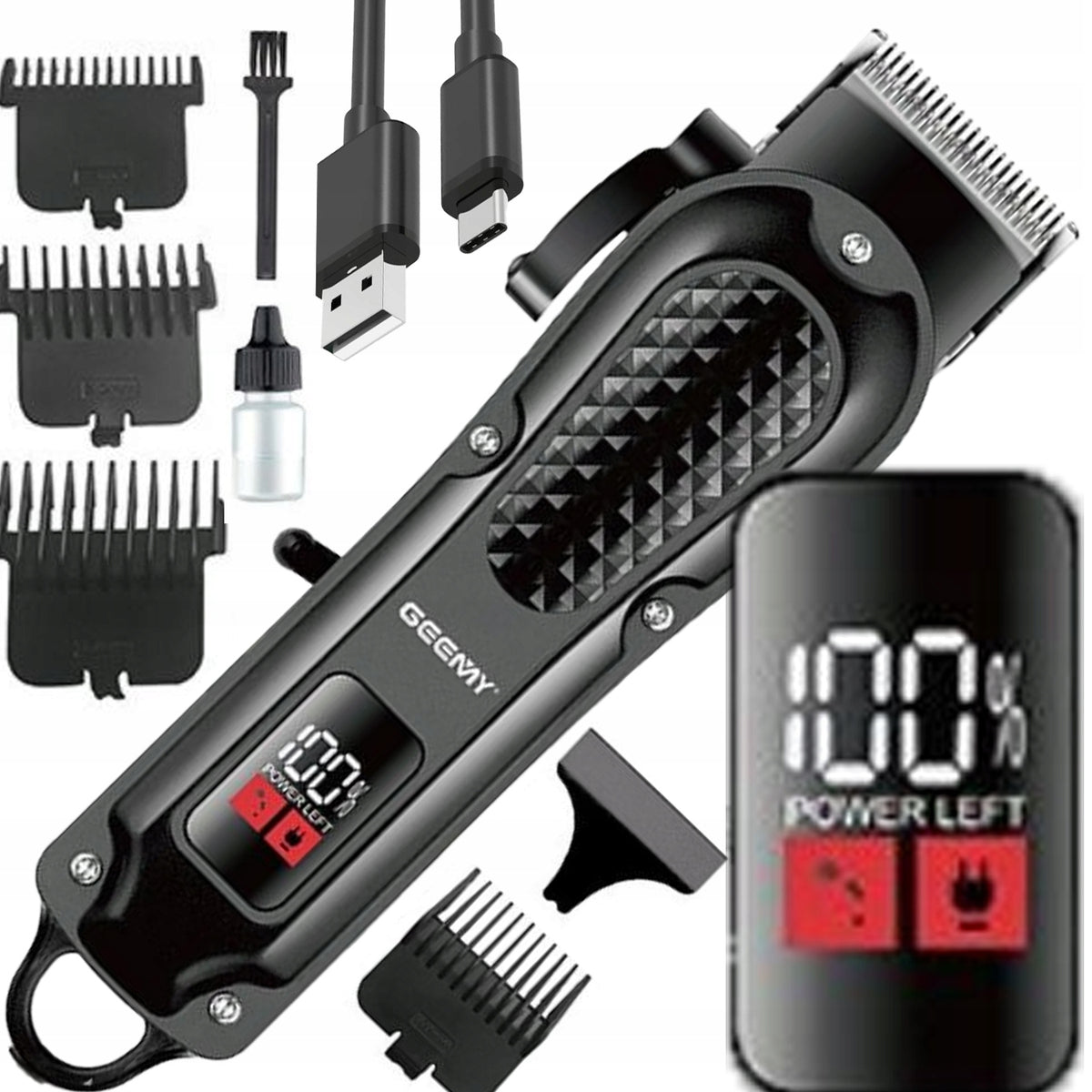 WIRELESS HAIR CLIPPER WITH LARGE DISPLAY