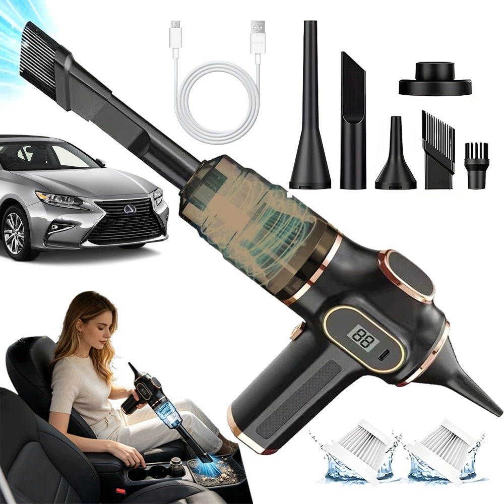 WIRELESS HANDHELD CAR VACUUM CLEANER WITH LED DISPLAY BLACK