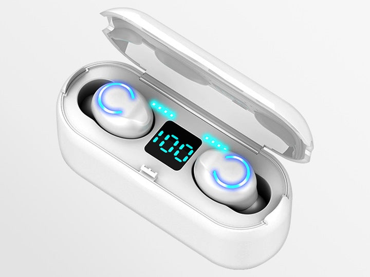WIRELESS HEADPHONES + BLUETOOTH POWERBANK EARBUDS + RUBBER BANDS + ACCESSORIES Manufacturer code F9-8