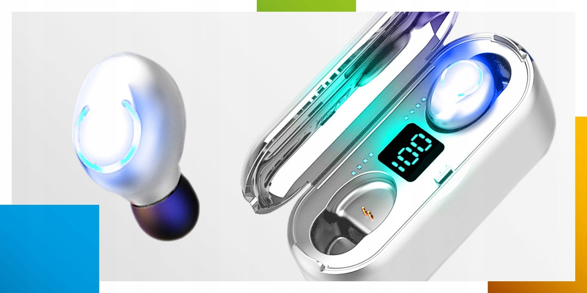 WIRELESS HEADPHONES + BLUETOOTH POWERBANK EARBUDS + RUBBER BANDS + ACCESSORIES Packaging status original