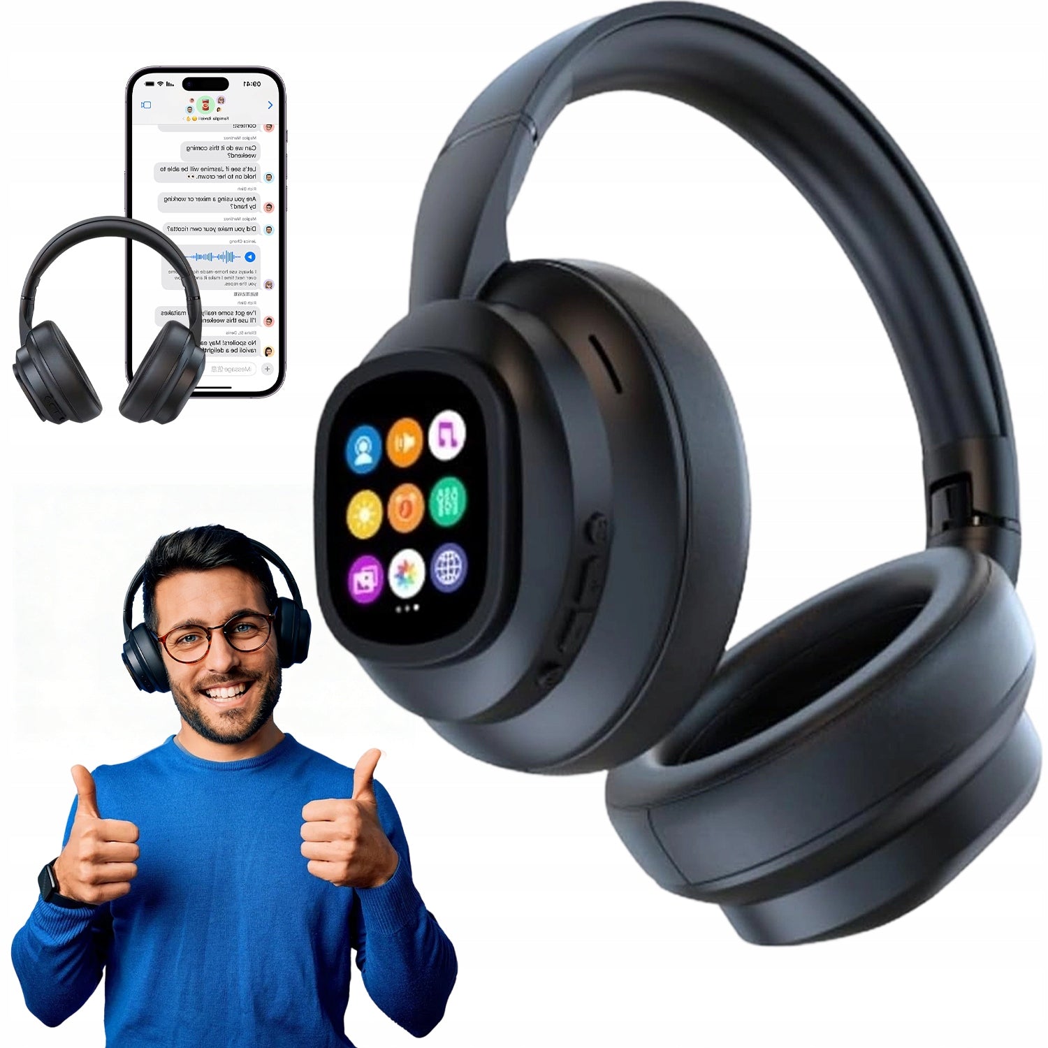 WIRELESS HEADPHONES TRANSLATING 133 LANGUAGES BLUETOOTH 6.0, 46H WORK