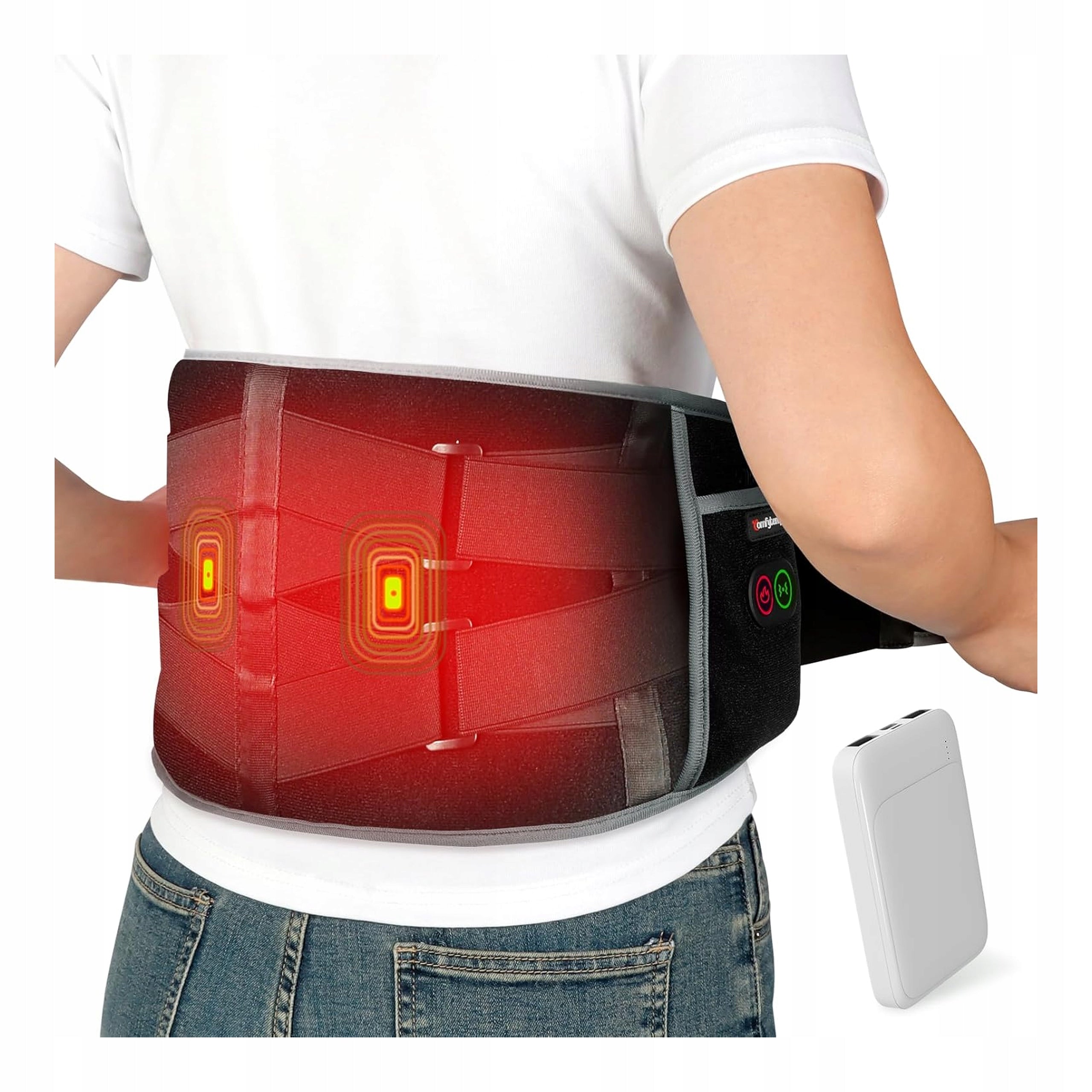 WIRELESS HEATING PAD COMFYTEMP BACK STRAP MASSAGER 3 LEVELS