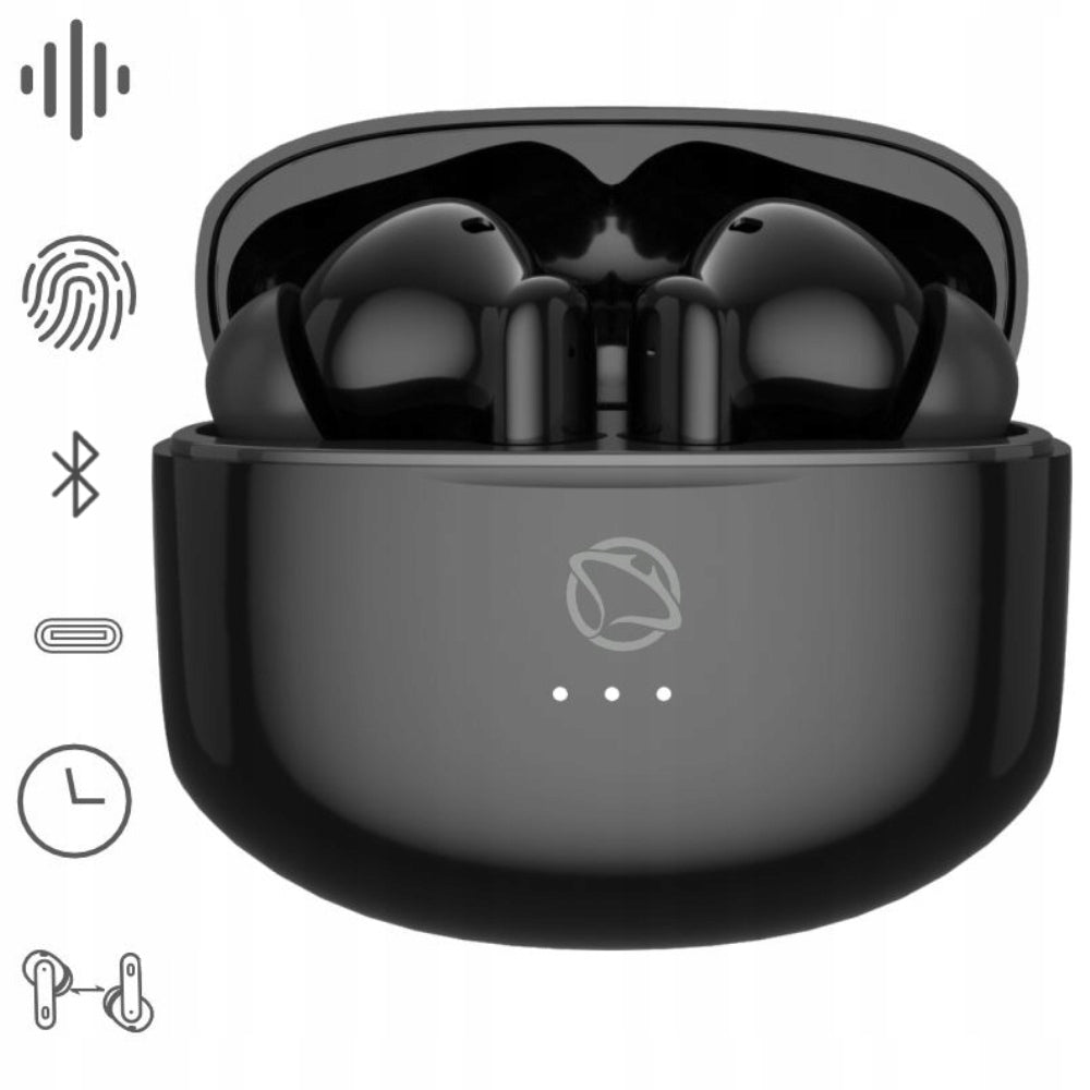 WIRELESS In-Ear Headphones Manta RHYTHM Black Microphone CASE Packaging status original