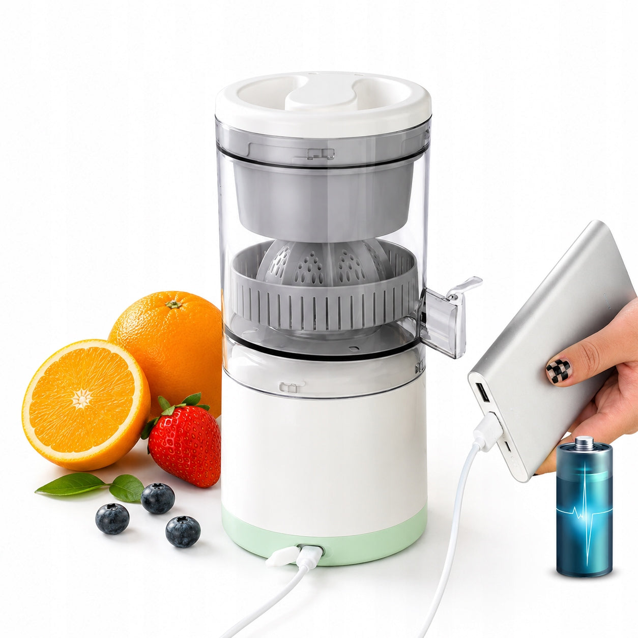 WIRELESS JUICER ELECTRIC CITRUS JUICER ROTARY USB Manufacturer code SOKOWIRÓWKA BEZPRZEWODOWA USB