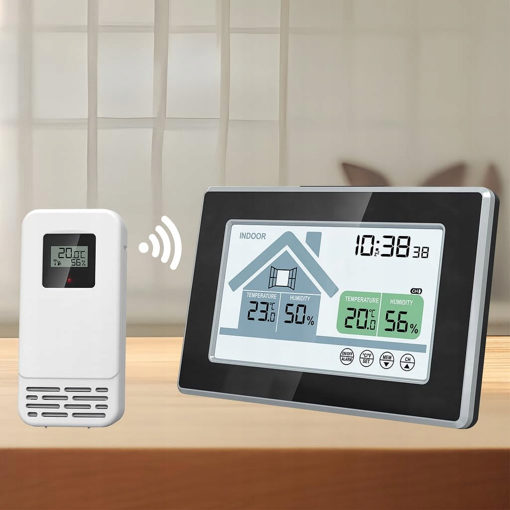 WIRELESS LCD WEATHER STATION WITH SENSOR FOR ROOM WALL STANDING Model DG-FJ3396C