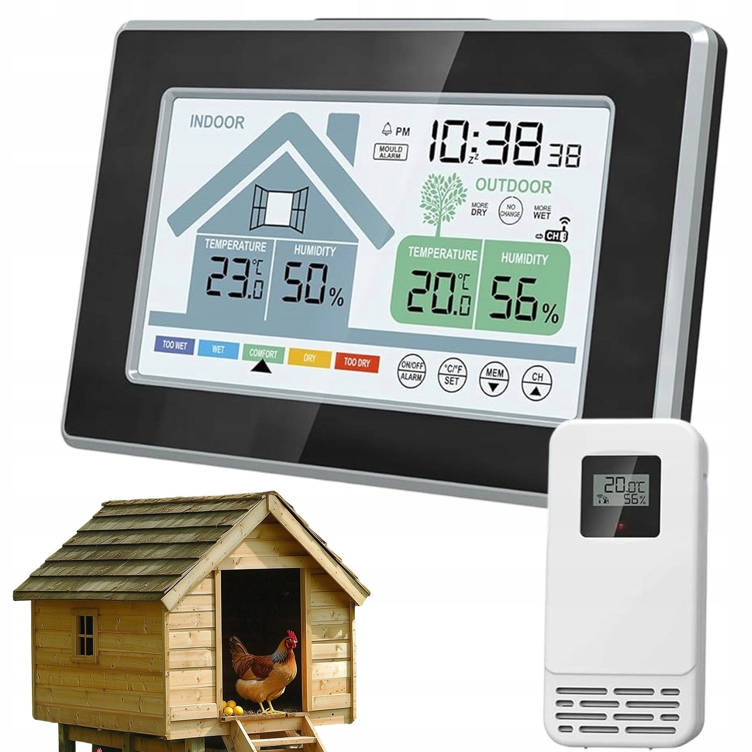WIRELESS LCD WEATHER STATION WITH SENSOR FOR ROOM WALL STANDING