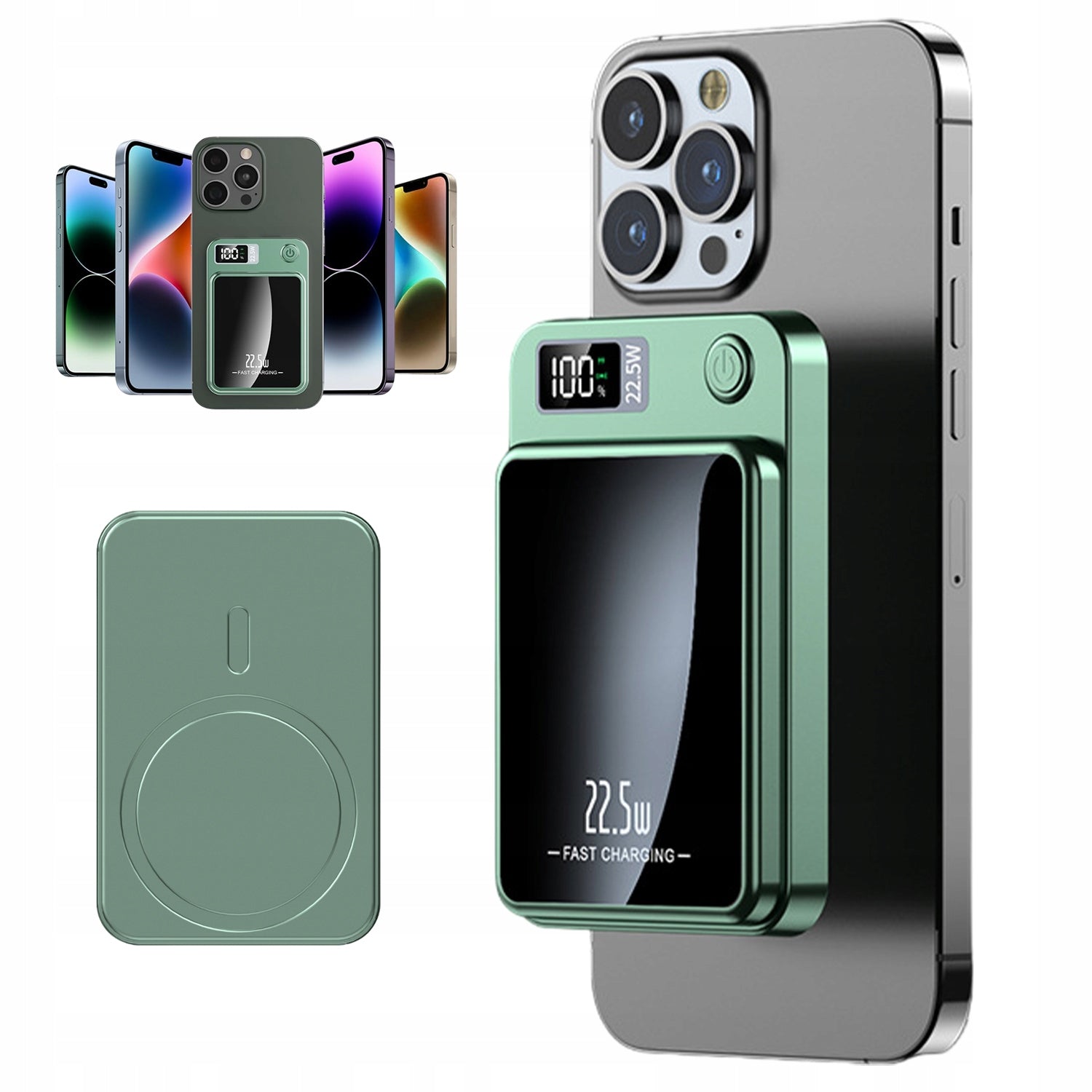 WIRELESS MAGNETIC POWERBANK WITH MAGSAFE + USB-A/USB-C CABLE