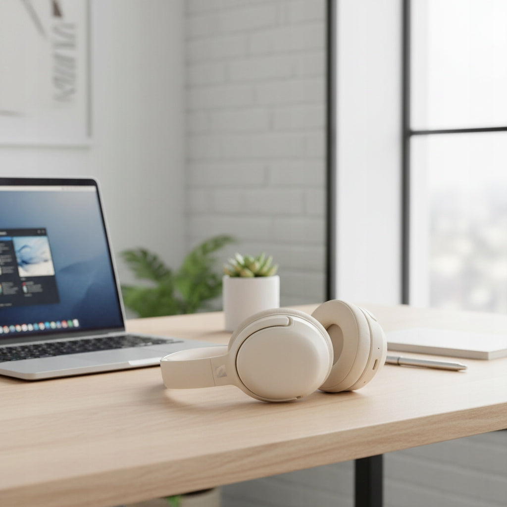 WIRELESS ON-EAR HEADPHONES BEIGE Bluetooth 5.4 up to 50h ANC Gaming Packaging status original