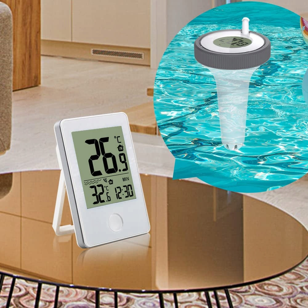 WIRELESS POOL THERMOMETER WITH A RANGE OF 60 M, WATERPROOF THERMOMETER Batteries included no