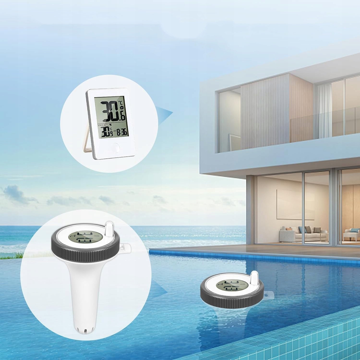 WIRELESS POOL THERMOMETER WITH A RANGE OF 60 M, WATERPROOF THERMOMETER EAN (GTIN) 6214174216981