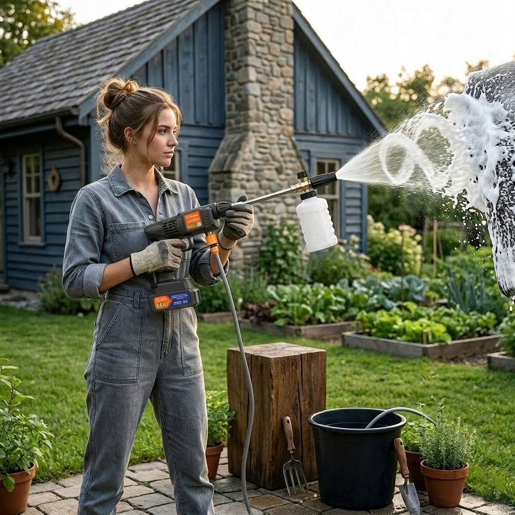 WIRELESS PRESSURE WASHER FOR GARDEN, POWER CUBE WINDOWS Maximum power 1700 W