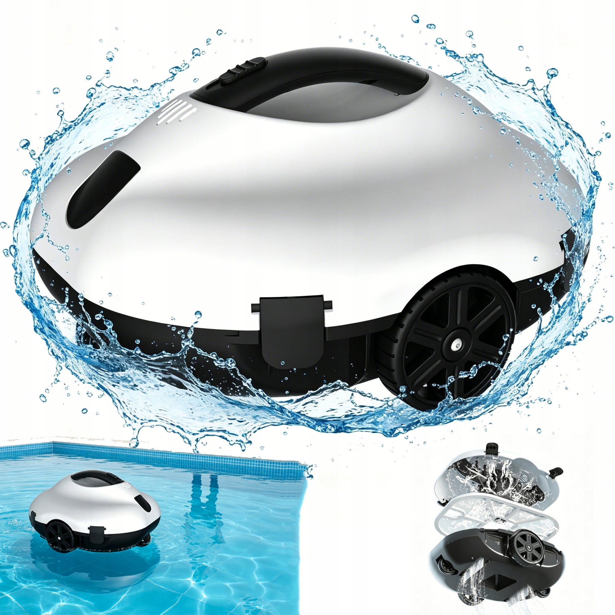 WIRELESS ROBOT POOL CLEANING AUTOMATIC 130MIN 80M2 WHITE