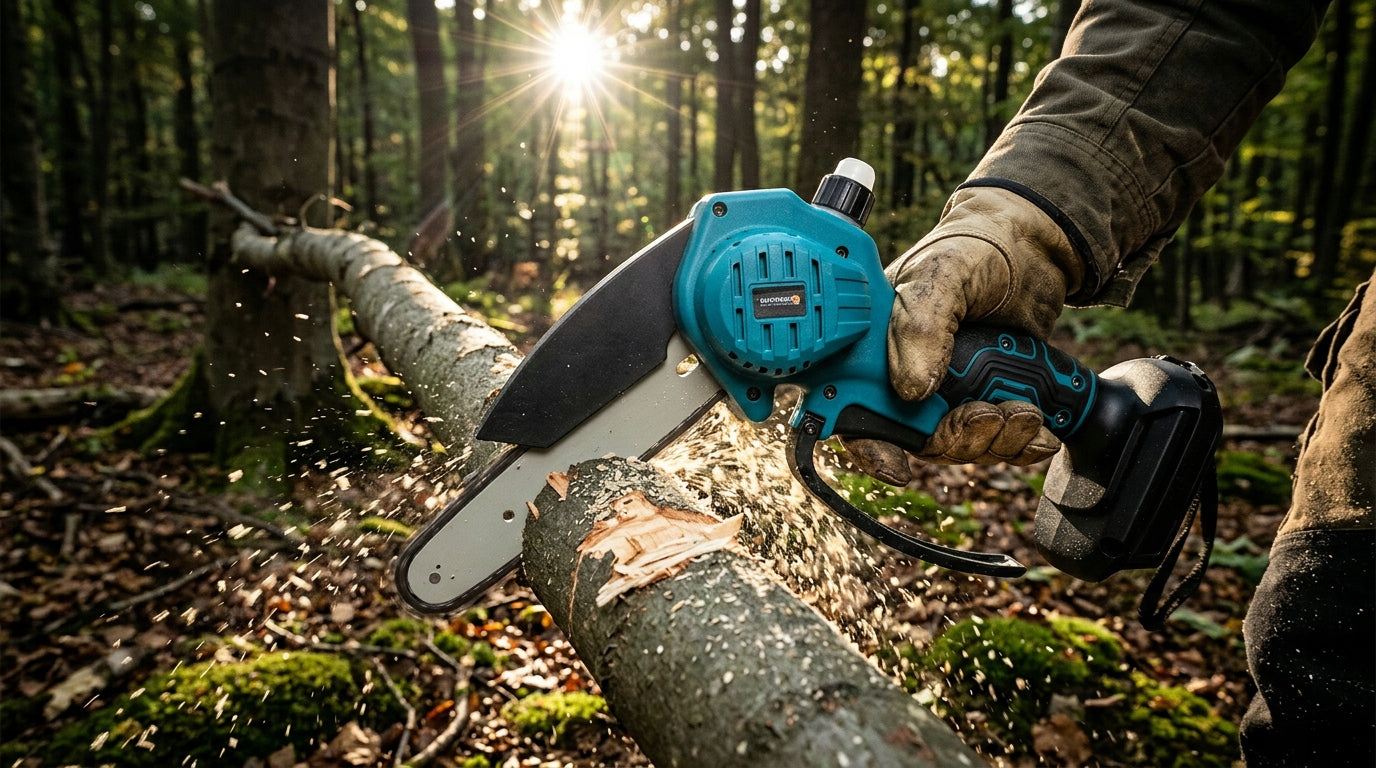 WIRELESS SAW WITH TELESCOPIC ROTARY BOOM FOR TREES 2xAKU 6" Guide length 18 cm