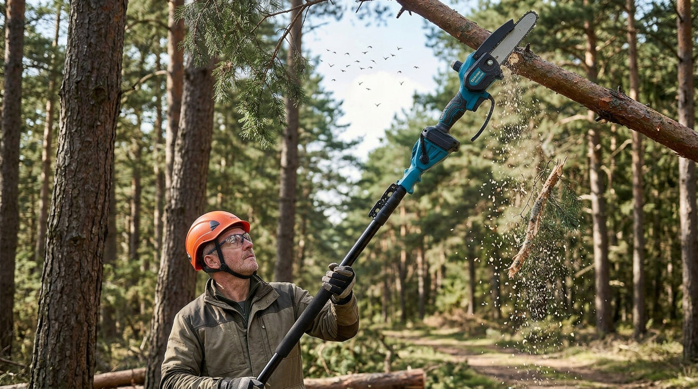 WIRELESS SAW WITH TELESCOPIC ROTARY BOOM FOR TREES 2xAKU 6" Power 800 W