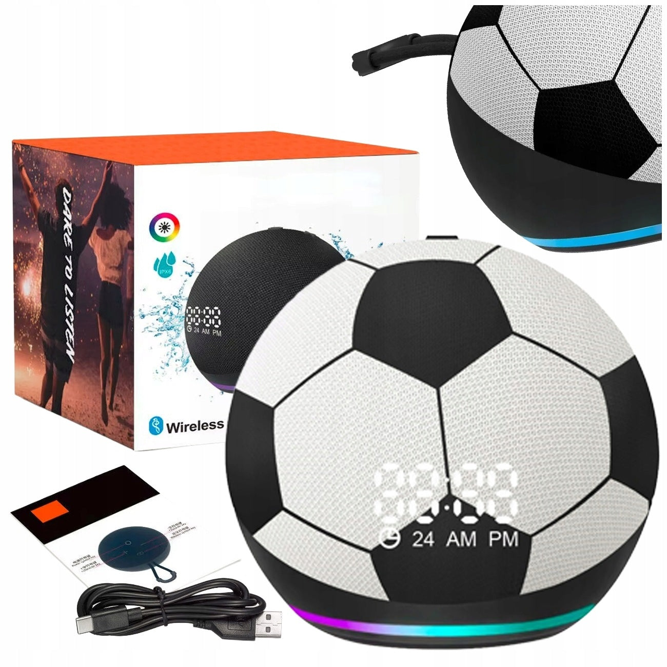 WIRELESS SPEAKER BLUETOOTH LED FOOTBALL PORTABLE YOUTH 5w