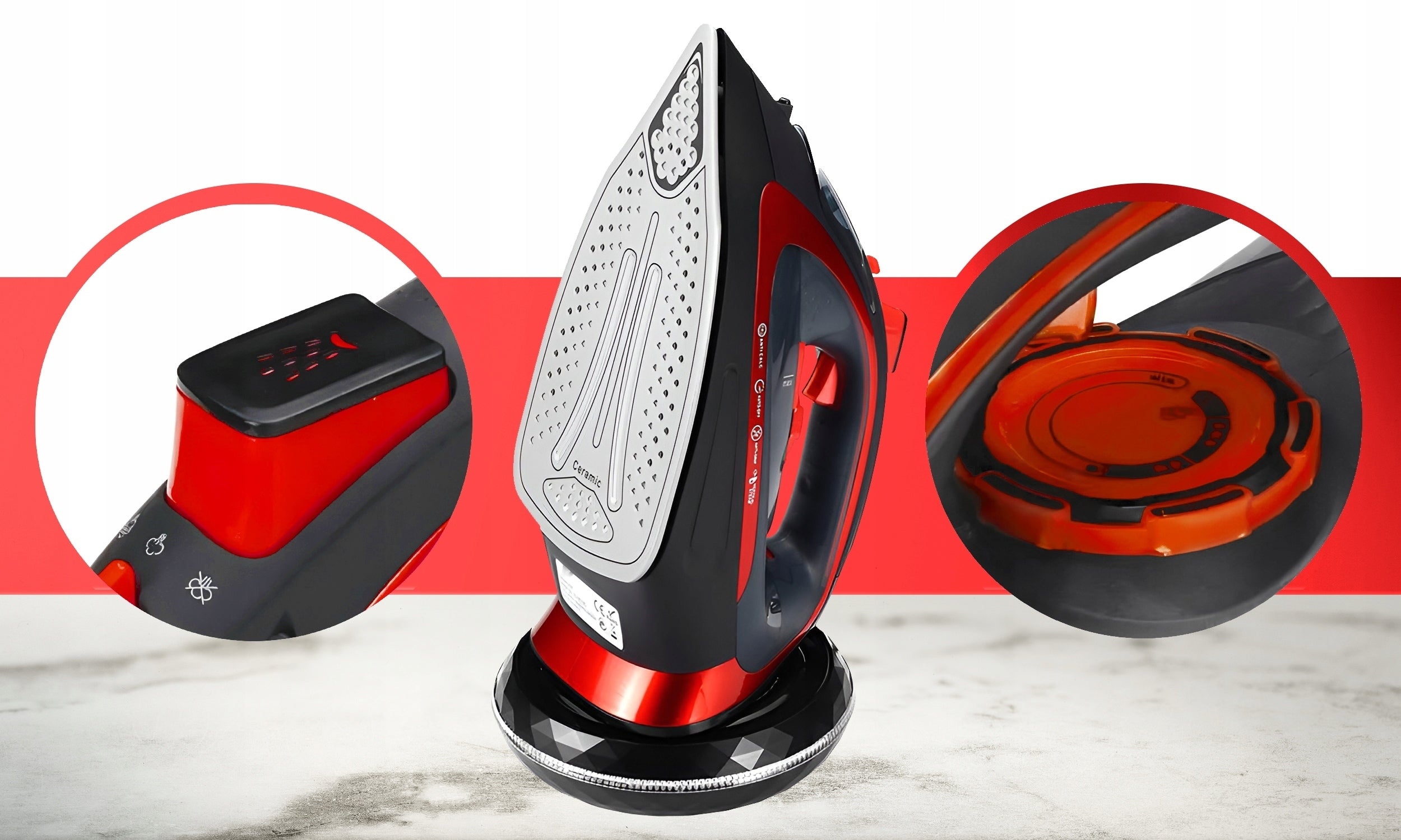 WIRELESS STEAM IRON HIGH POWER CERAMIC FIREFIGHTER ANTI DRIP 2400W Brand Electo