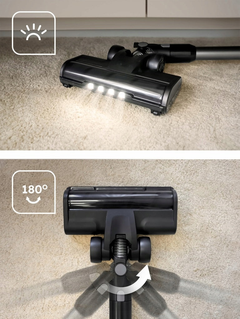 WIRELESS VACUUM CLEANER VERTICAL HANDHELD 2 BATTERIES POWERFUL 15in1 LED HANDY PRO Dust container volume 0.6 l