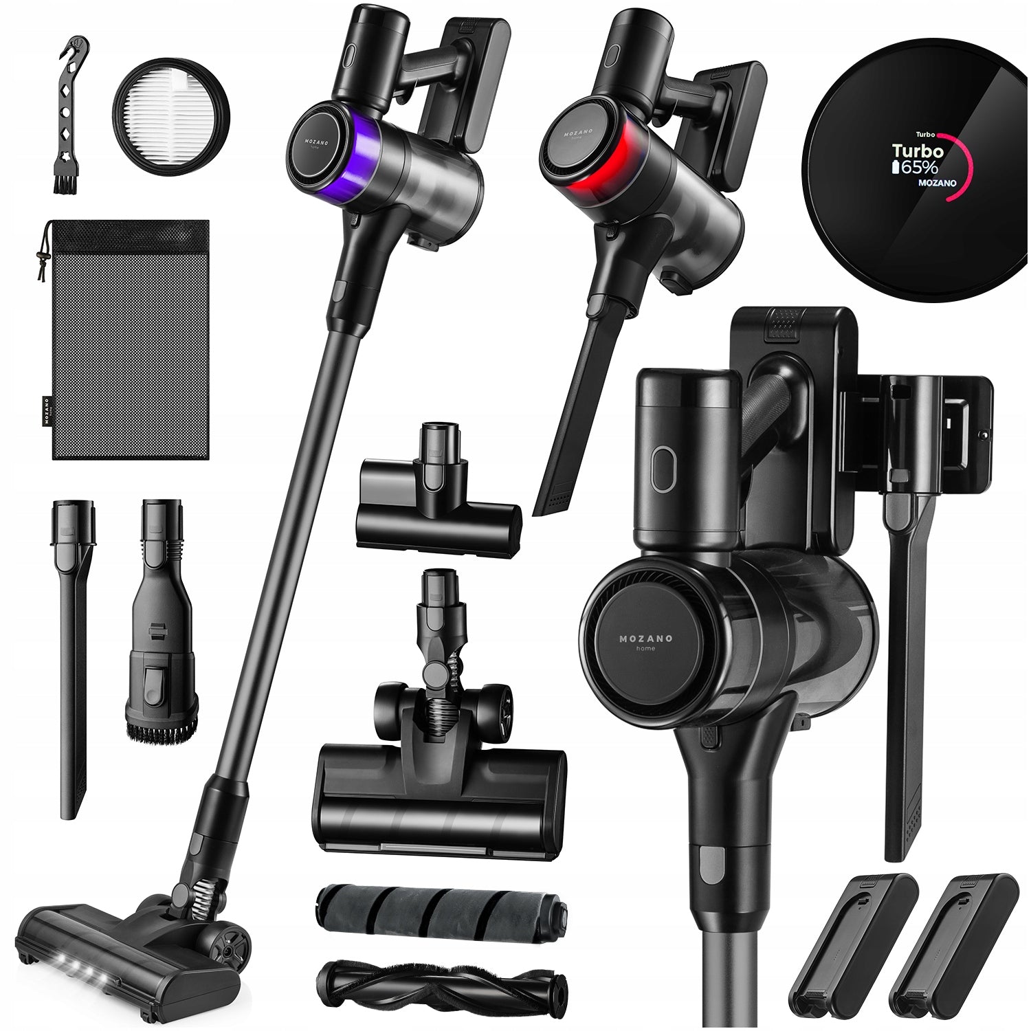 WIRELESS VACUUM CLEANER VERTICAL HANDHELD 2 BATTERIES POWERFUL 15in1 LED HANDY PRO