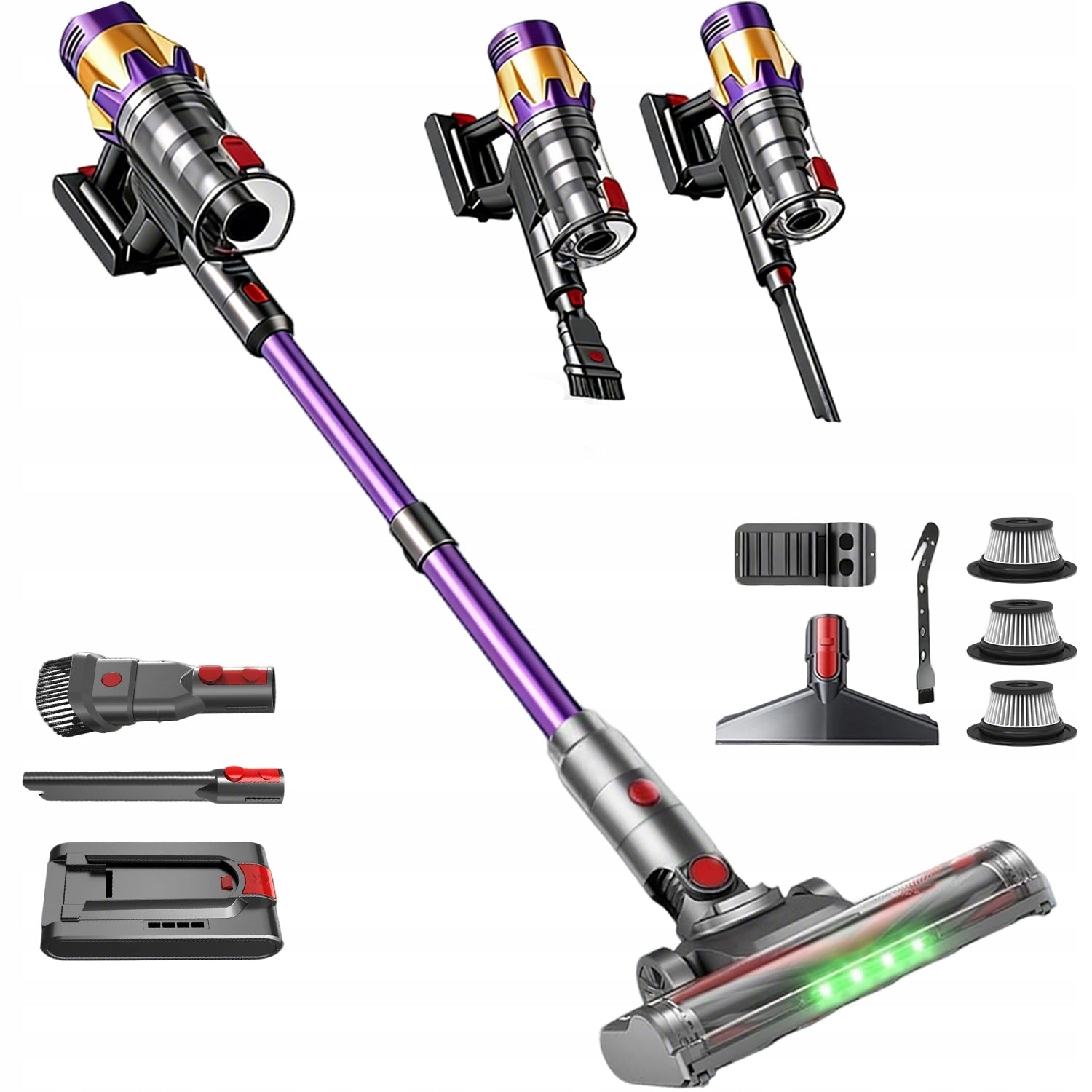WIRELESS VERTICAL HANDHELD LED VACUUM CLEANER 550W 45KPA FOR HOME with Filter