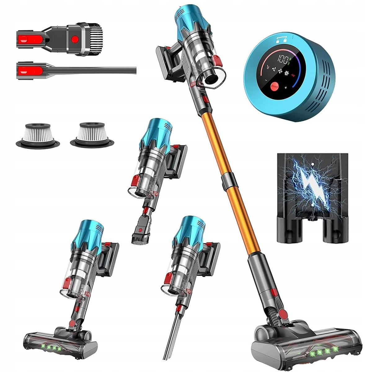 WIRELESS VERTICAL HANDHELD LED VACUUM CLEANER 550W 55KPA FOR HOME with Filter Model 6953133272674