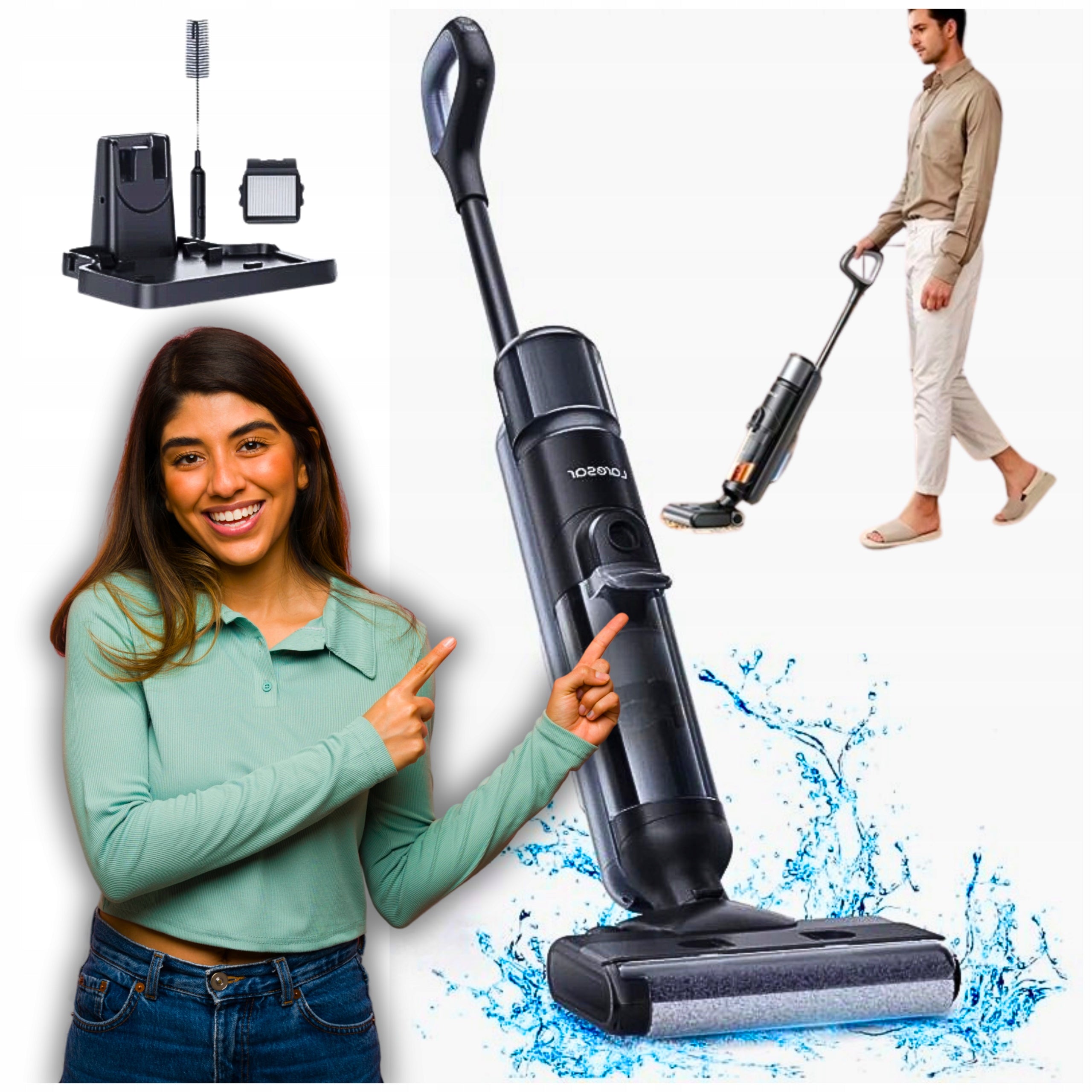 WIRELESS WASHING VACUUM CLEANER VERTICAL BAGLESS WET AND DRY Laresar M3