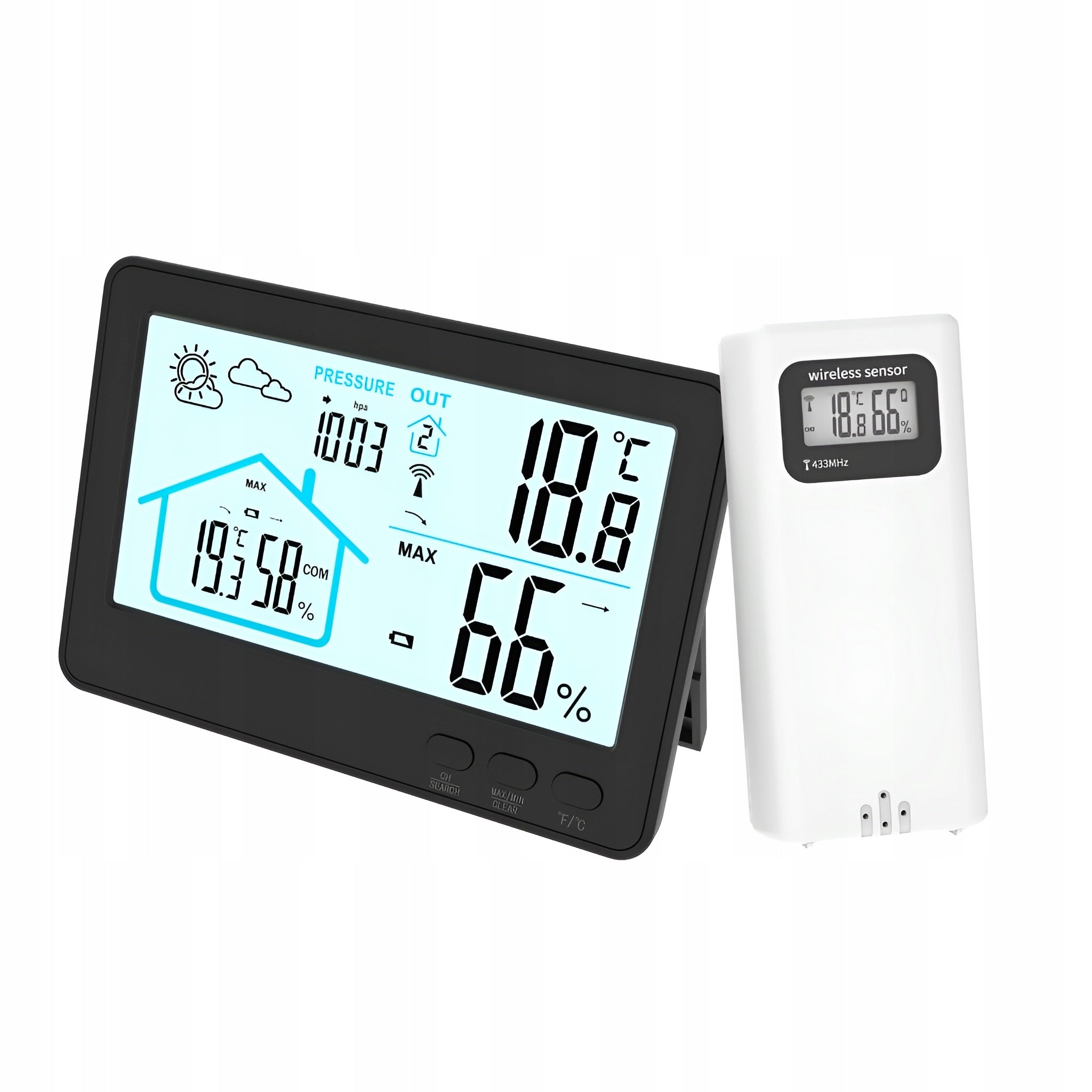 WIRELESS WEATHER STATION, EXTERNAL THERMOMETER - HYGROMETER, BAROMETER
