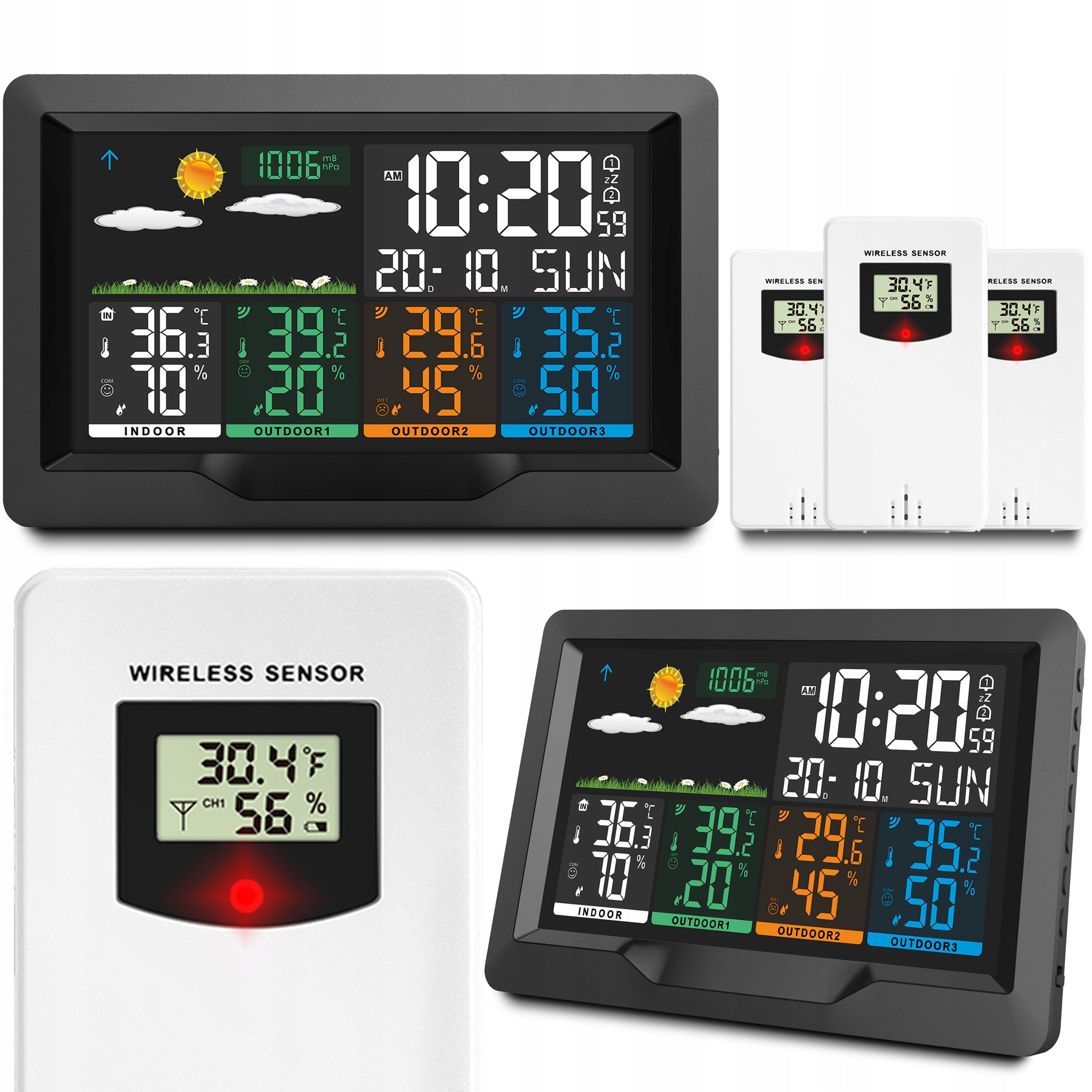 WIRELESS WEATHER STATION THERMOMETER HYGROMETER 3 SENSORS