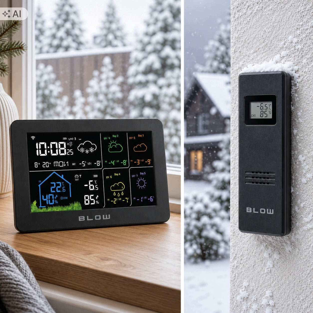 WIRELESS WEATHER STATION WIFI TUYA SENSOR HYGROMETER THERMOMETER CLOCK Manufacturer code 50-392#