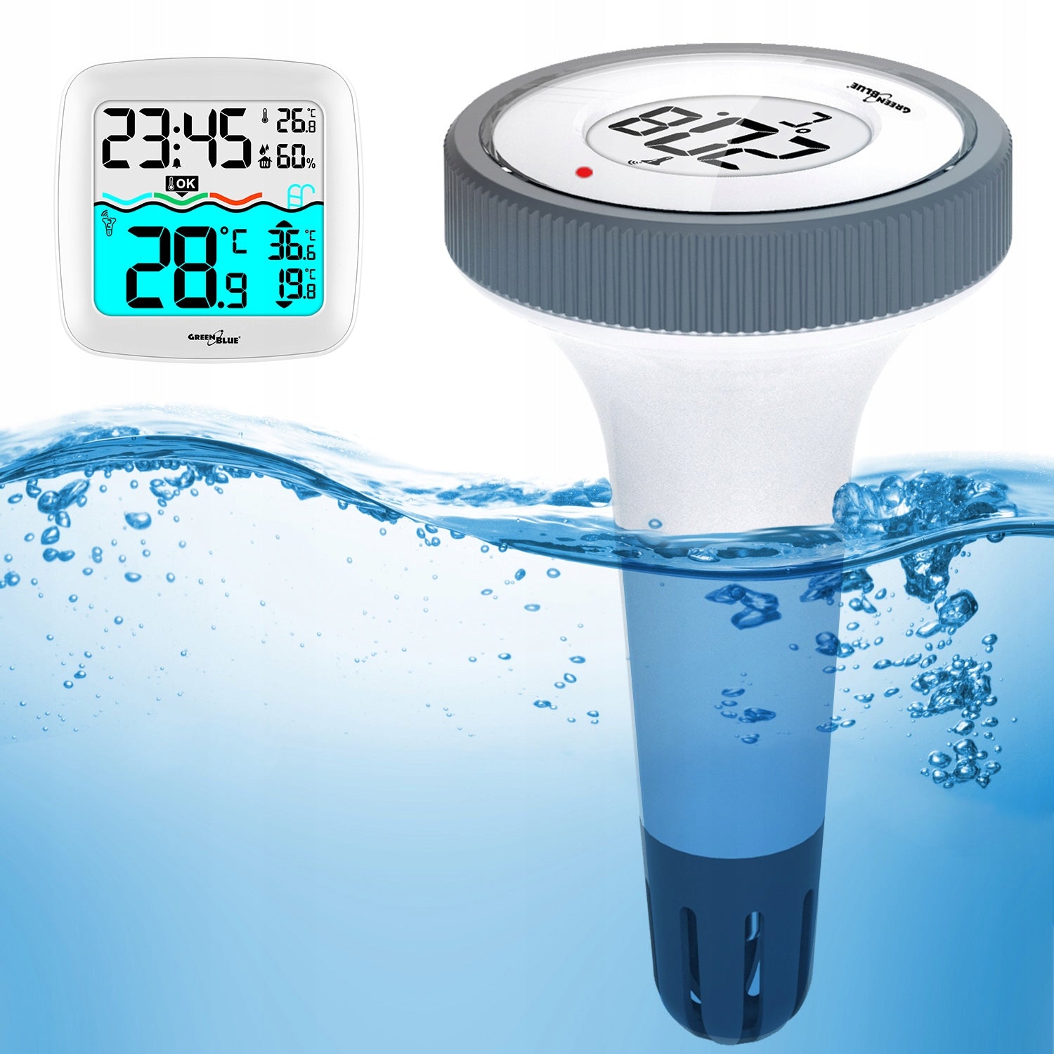 WIRELESS WEATHER STATION WITH POOL THERMOMETER FLOATING RANGE 60m Manufacturer GreenBlue