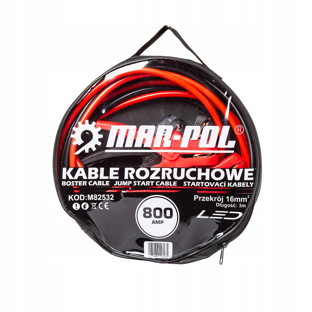 WIRES JUMPER CABLES WITH LED 800A LENGTH: 3M SOLID THICK 16MM Length 3 m