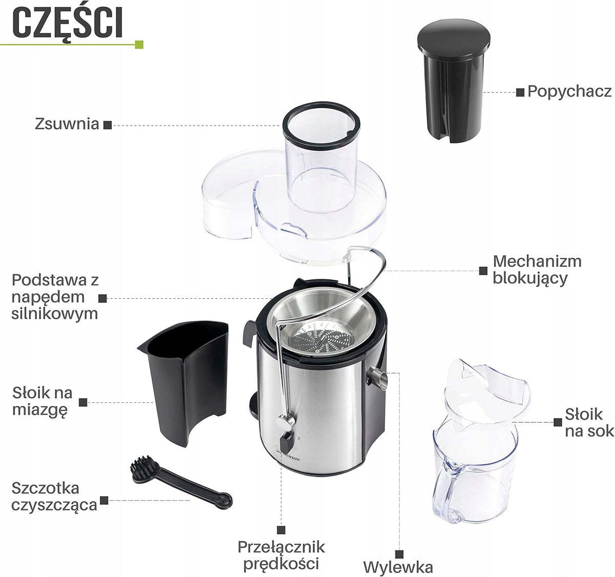WIRÓWKA DO WYCIŚNIANIA SOKÓW OWOCOWYCH I WARZYWNYCH 2 PRĘDKOŚCI Brand Twinzee