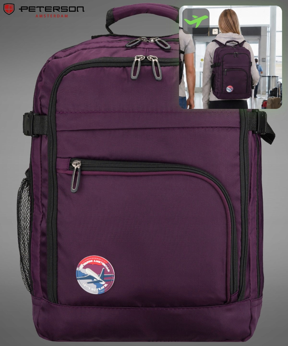 WIZZAIR BACKPACK 40x30x20 TRAVEL TO AIRPLANE HAND LUGGAGE CABIN STRONG Manufacturer code PTN PP-TOK4-D-PURPLE