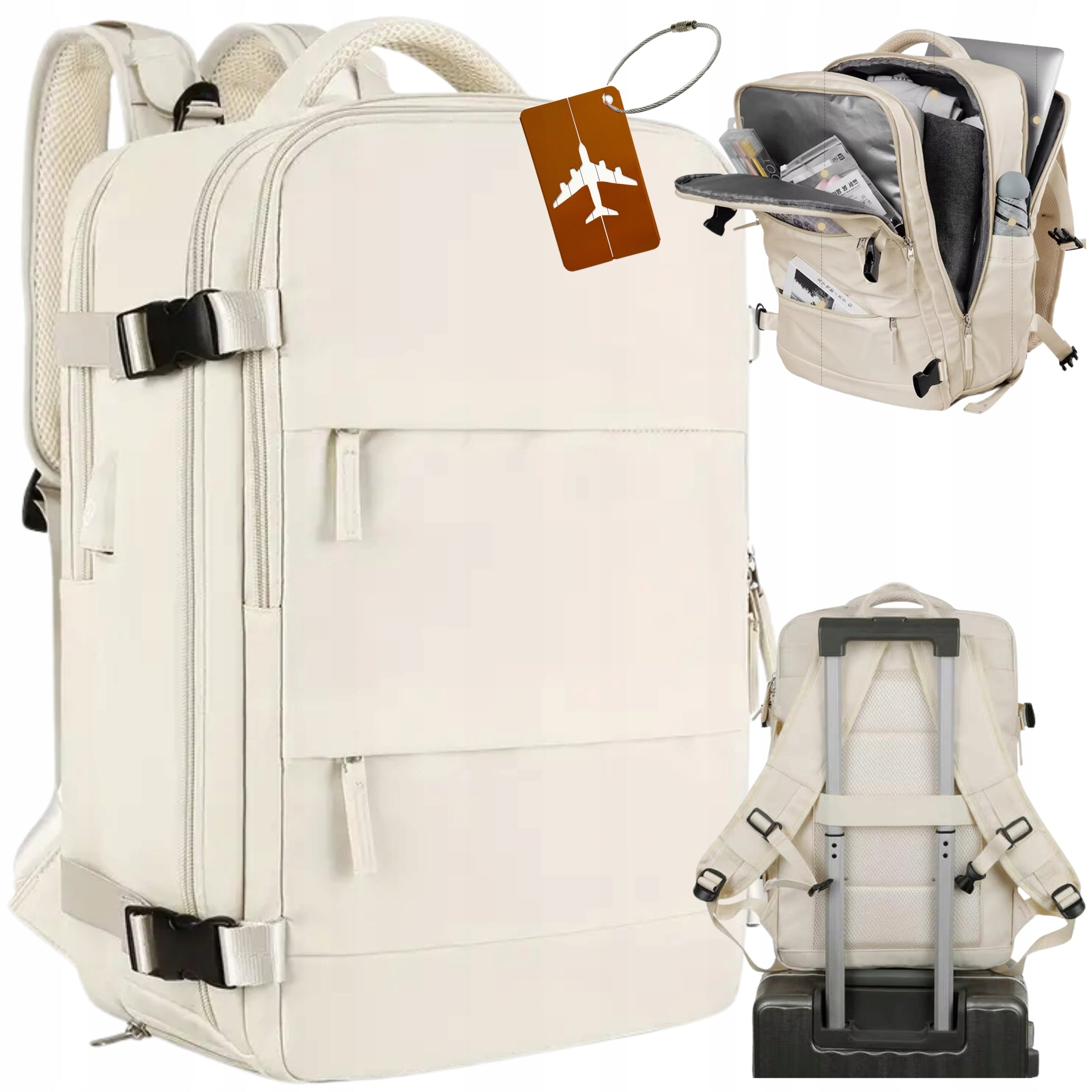 WIZZAIR RYANAIR BACKPACK 40x25x20 Hand Luggage For Airplane Travel Bag Manufacturer code EW-8-plecak-beige