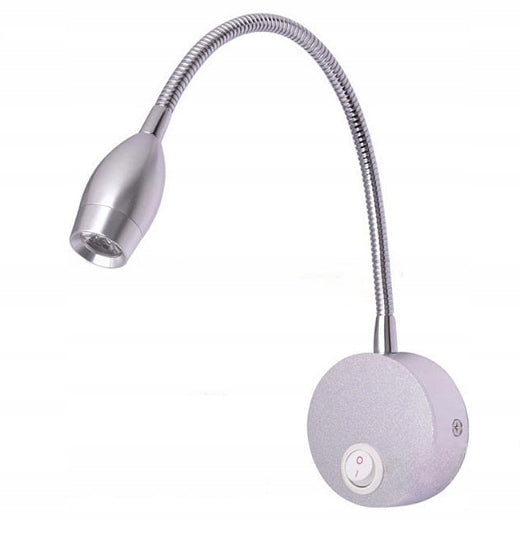 WOBAKO LED Flexi Lamp for Reading in Bed | Silver Wall Sconce