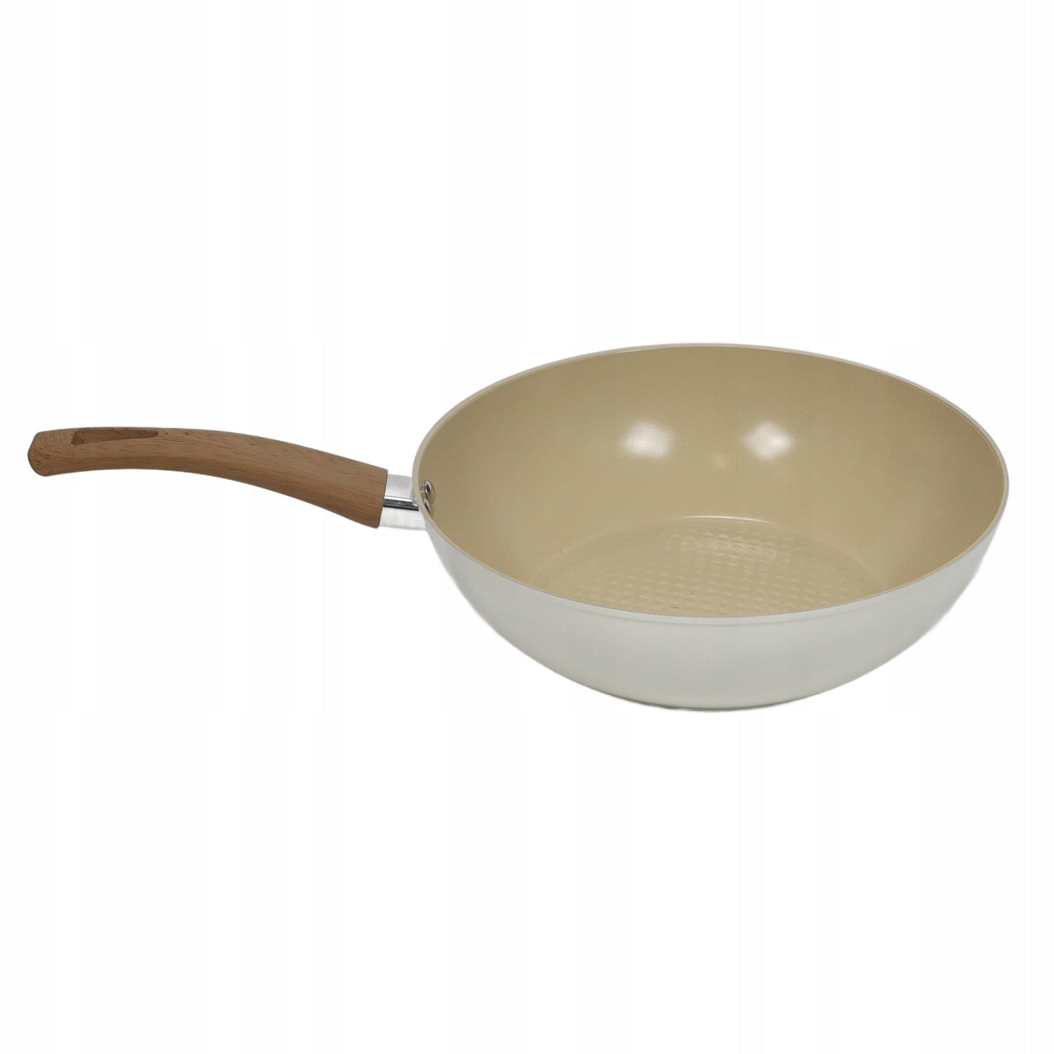 WOK ALUMINUM BEIGE NON-STICK DEEP FRYING PAN Ø 28,5 Diameter 28 cm