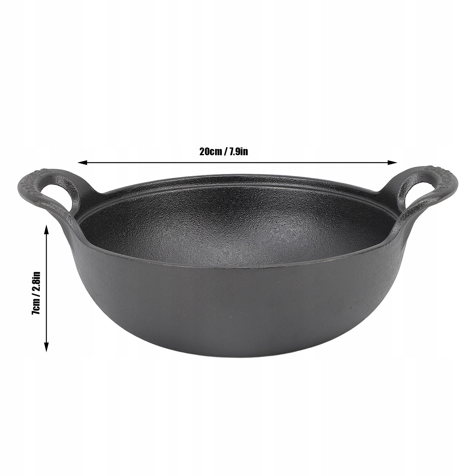 WOK CAST IRON PAN 20cm with Wooden Lid - Perfect for Asian Packaging status original