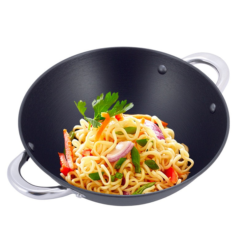 WOK CAST IRON PAN 32cm Cover INDUCTION KAMILLE Brand Kamille